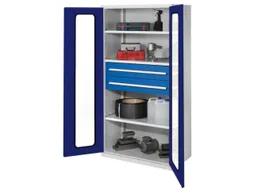Materiaalkast Vensterdeuren 1950x1000x600mm 3legborden 2laden Ral5010