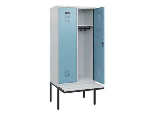 locker met bank,HxBxD 1950x800x815mm,2vak,vak B 400mm,cilinderslot