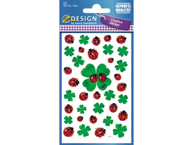 papieretiket Z-design Creative pakje a 3 vel klavers/lieveheersbeestje