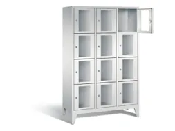 Lockerkast 1850x1200x500mm 3x4 vakken Cilinderslot Poten, RAL7035