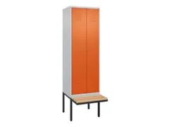 PBM-locker met bank,HxBxD 2120x600x815mm,2vak,vak B 300mm,cil.-slot