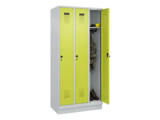 locker,HxBxD 1950x900x500mm,3vak,vak B 300mm,draaigrendel,sokkel - 1