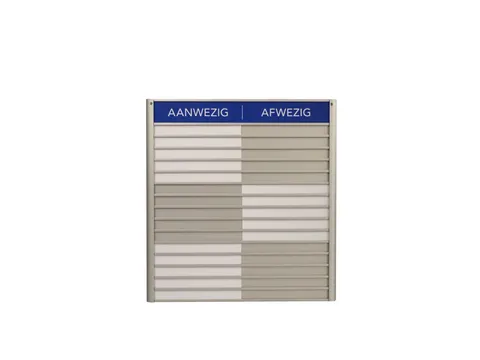 Menoor In-Uit bord 15 namen Aluminium Aanwezig/Afwezig Blauw