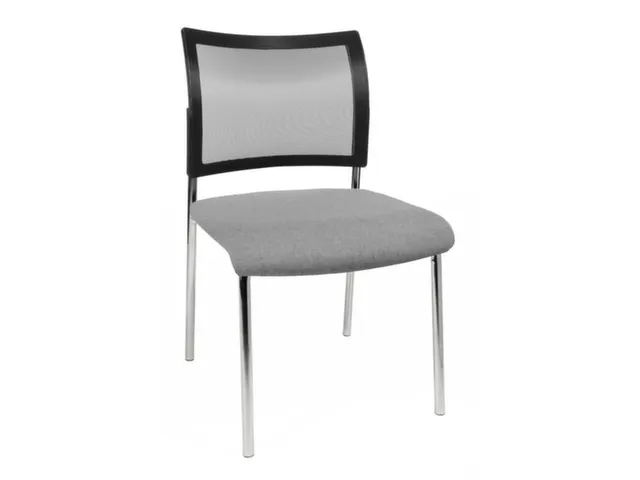 Chaise visiteur Assise tissu gris clair Dos maille noir