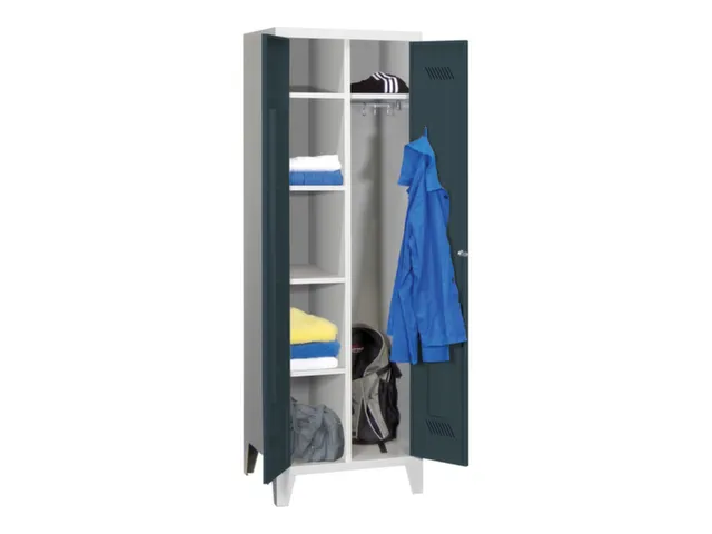kleding-/wasgoedkast,HxBxD 1850x600x500mm,RAL7035,front RAL7016