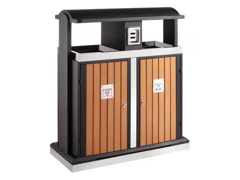 EKO Buitenafvalbak afvalscheiding 2x50 Liter HoutLook