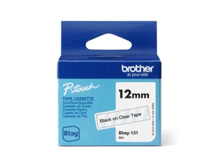 Labeltape Brother Ptouch Btag-131 12mm zwart op transparant - 1