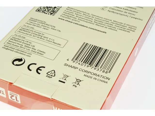 Calculator Sharp EL124TWH zwart-wit desk 12 digit