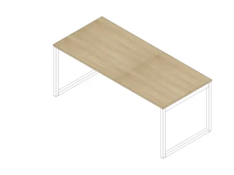 bureau,HxBxD 730x1800x800mm,blad eiken,sledeframe wit