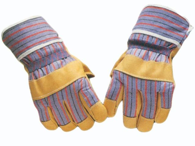 leren handschoenen, suède, gebreide inzetten, warme voering, bruin