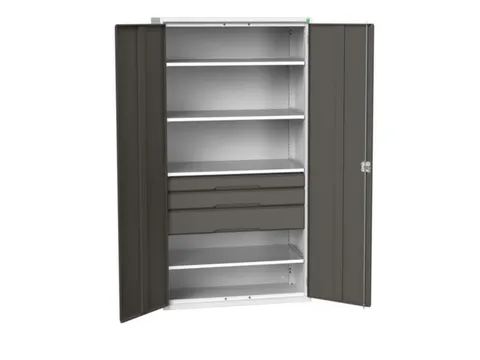 universele kast,HxBxD 2000x1050x550mm,4xStalen bodem,3lade(n)