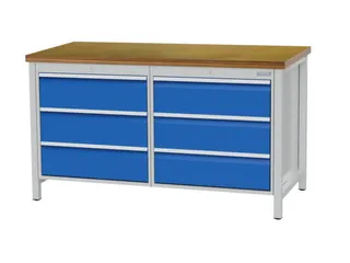 werkbank,HxBxD 860x1500x750mm,onderstel RAL7035,fronten RAL6011 - 1