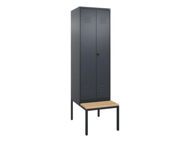 PBM-locker met bank,HxBxD 2120x600x815mm,2vak,vak B 300mm,draaigrendel
