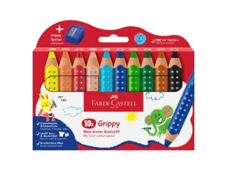 Kleurpotlood Faber-Castell Grippy XXL Jumbo etui 10 stuks en puntensli - 1