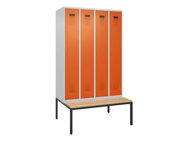locker met bank,voor scheiding van kleding,HxBxD 2120x1200x815mm,4vak