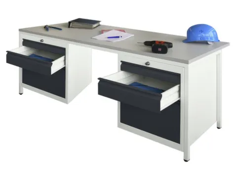 Bureau De Prestige Hxlxp 720X1700X800Mm 6Tiroirs Ral7035 Façade Ral70