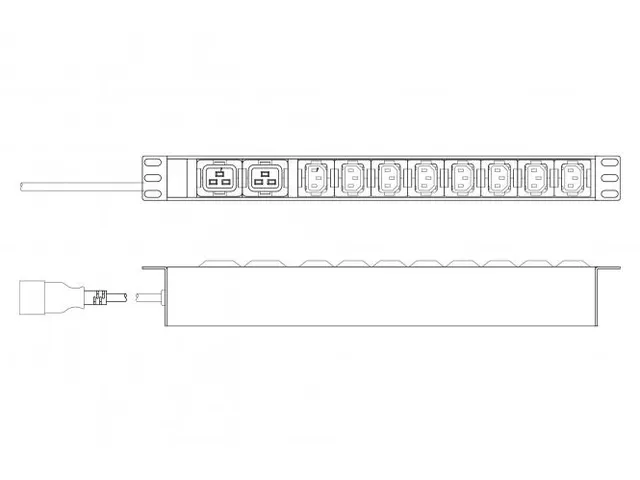 Stekkerdoos Met Aluminium Profiel 10-polig 2m Voedingskabel IEC C20