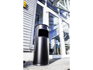 Metalen Afvalbak 17 Liter Met Asbak Metaal Zwart - 2