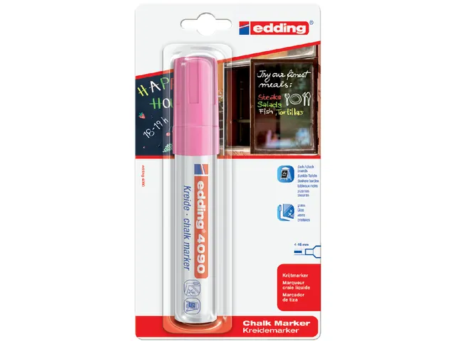 Viltstift edding 4090 window schuin neonroze 4-15mm blister