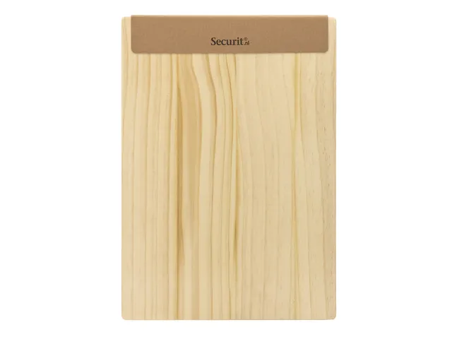 Porte-menu Securit Signature A4 à pince bois clair marron