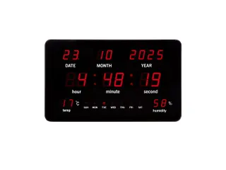 Digitale wandklok Zwart LED-display 37.5x25.5cm - 3