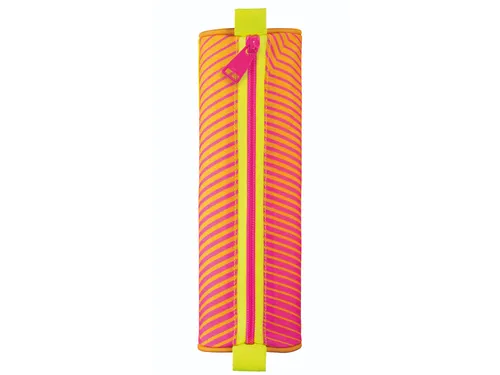 Maped Etui rond met nylon rits NEON kleuren oranje/roze