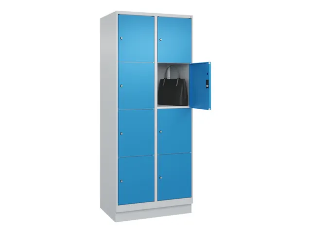 lockerkast,HxBxD 1950x800x500mm,2x4vakken,vak B 400mm,cil.-slot,sokkel