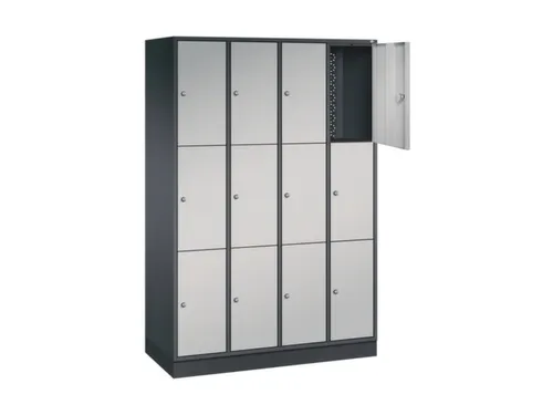 lockerkast,HxBxD 1950x1220x500mm,4x3vakken,cil.-slot,sokkel