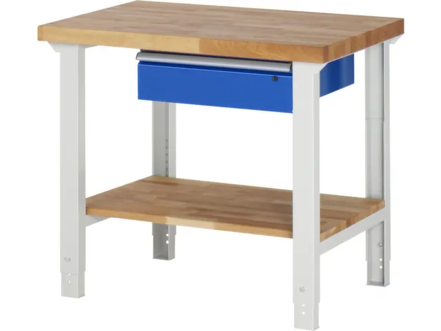 werkbank,HxBxD 790-1140x1000x700mm,beukblad,draagverm. 750kg,4voeten
