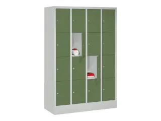 lockerkast,HxBxD 1850x1200x500mm,4x4vakken,RAL7035,front RAL6011 - 2
