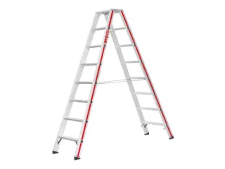 trapladder,beide zijden,2x8treden,Stand H 1,38m,balk L 2,05m,aluminium - 1