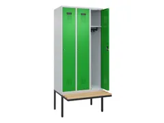 locker met bank,HxBxD 2120x900x815mm,3vak,vak B 300mm,cilinderslot