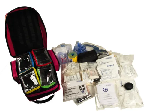 reddingsrugzak,DIN 14142/EHBO-set,Cordura,rood,HxBxD 450x270x180mm