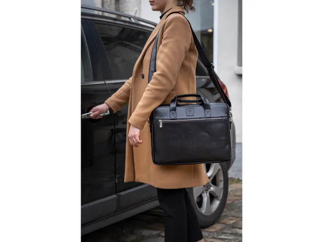 Computertas Exactive zwart leder