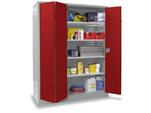 Vouwdeurkast 1950x1200x600mm 4legborden Verzinkt Ral7035 Front Ral3000