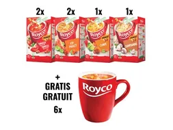 Royco ACTIE ROYCO 2: 6 pakken soep + GRATIS 6 mokken