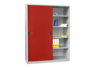 schuifdeurkast,HxBxD 1950x1500x500mm,RAL7035,front RAL3000 - 2