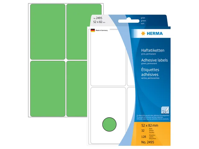 HERMA 2495 Universele etiketten 52x82mm Groen 128 stuks