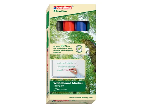 Viltstift edding 28 whiteboard EcoLine rond assorti 1.5-3mm 4st