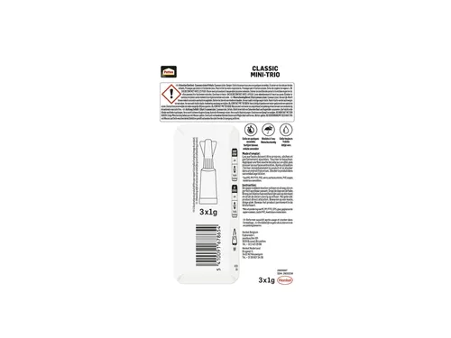 Secondelijm Pattex Classic mini trio tube 3x1gram op blister