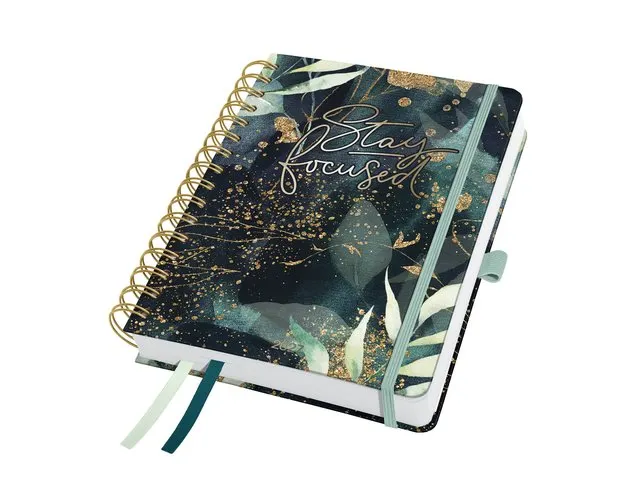 Spiraal-agenda Inspire A5 2027 (NL/FR/EN/DU) Glamourous Leaves Hardcov