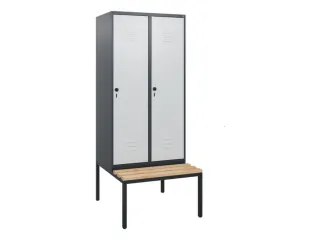 locker met bank,HxBxD 1950x800x815mm,2vak,vak B 400mm,draaigrendel - 1
