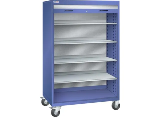 Mobiele roldeurkast,HxBxD 1813x1205x691mm,4xStalen bodem,cil.-slot