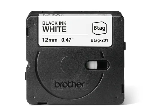 Labeltape Brother Ptouch Btag-231 12mm zwart op wit