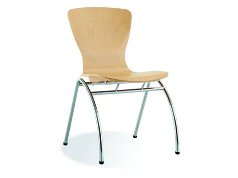 Bezoekersstoel,4Voeten Ronde Buis Verchroomd,Zitschaal Beuken