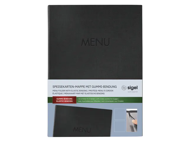 Menukaart map Sigel A4 zwart voor 8 blad