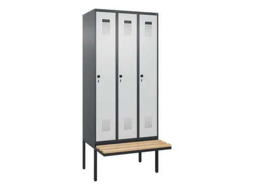 locker met bank,voor scheiding van kleding,HxBxD 2120x900x815mm,3vak