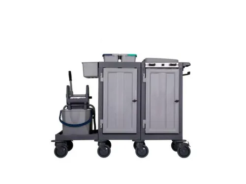 Reinigingswagen,2Kasten,2-4Zakhouders,4X6L Emmer,Mopwringer