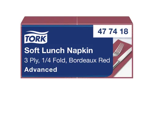 Tork 477418 Soft Lunchservet Advanced Bordeaux 33x33cm
