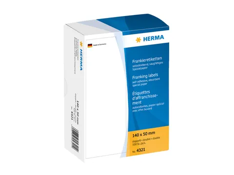 HERMA 4321 Frankeeretiketten dubbel 140x50mm 500 stuks